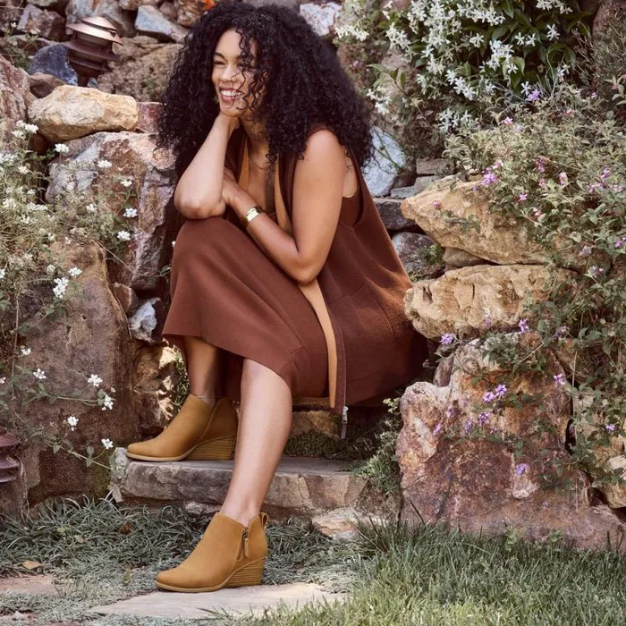 Toms Boots and Booties Goldie Wedge Boot Brown Leather 8211 Women Toms Boots and Booties Goldie Wedge Boot Brown Leather 8211 Women