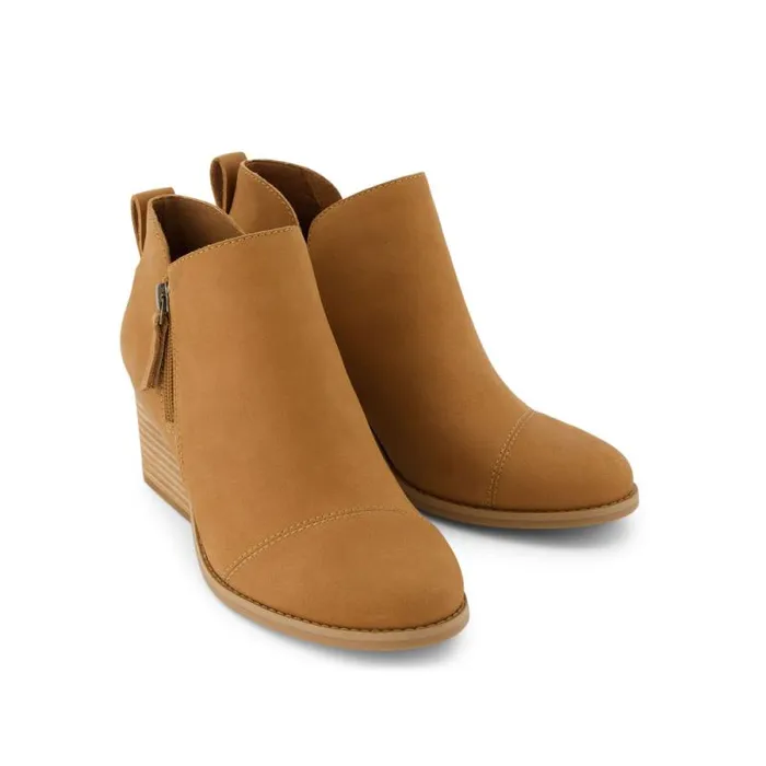 Toms Boots and Booties Goldie Wedge Boot Brown Leather 8211 Women Toms Boots and Booties Goldie Wedge Boot Brown Leather 8211 Women