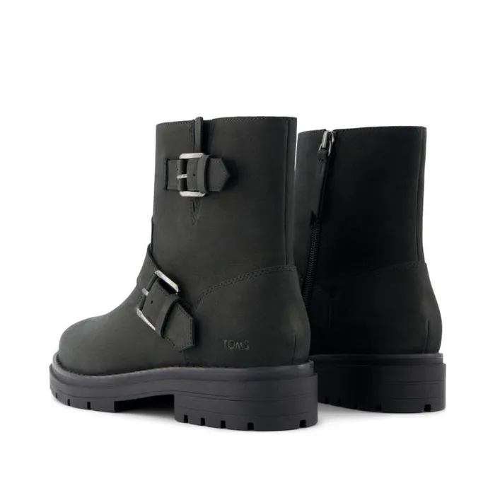 Toms Boots and Booties Ionie Moto Boot Black Nubuck Leather 8211 Women