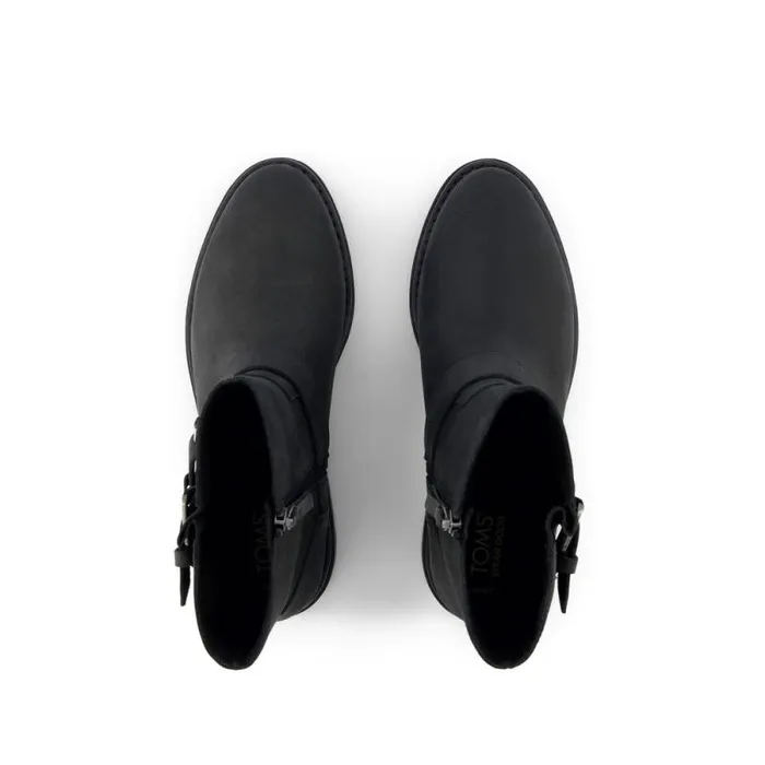 Toms Boots and Booties Ionie Moto Boot Black Nubuck Leather 8211 Women