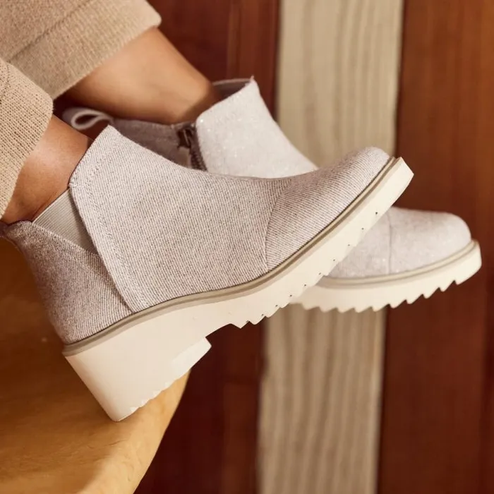 Toms Boots and Booties Maude Wedge Boot Shimmer Natural 8211 Women Toms Boots and Booties Maude Wedge Boot Shimmer Natural 8211 Women
