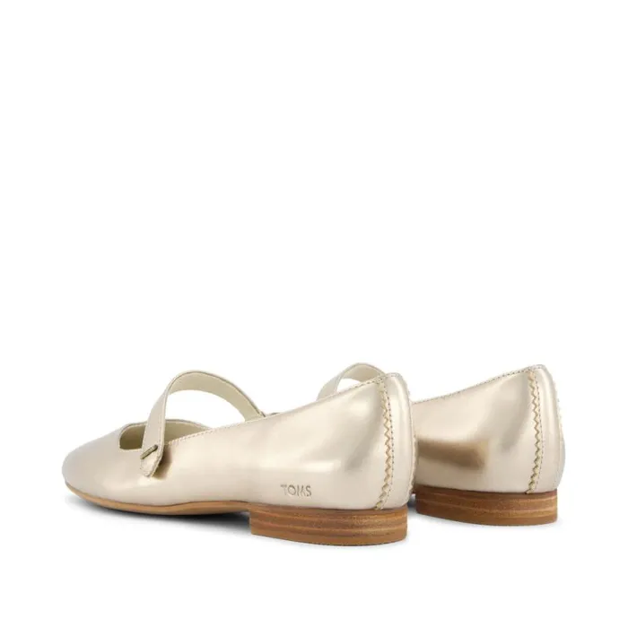 Toms Flats and Loafers Bianca Flat Gold Metallic Leather 8211 Women Toms Flats and Loafers Bianca Flat Gold Metallic Leather 8211 Women