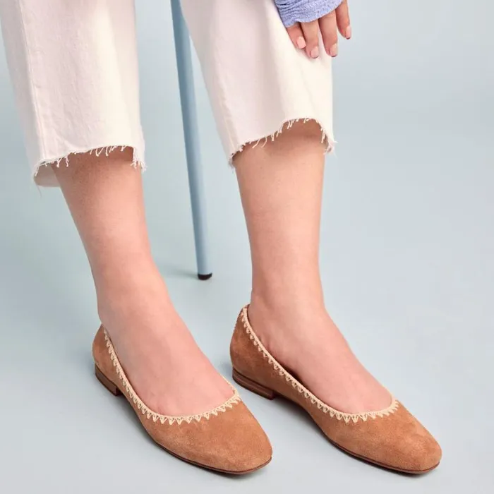 Toms Flats and Loafers Briella Flat Deco Brown Deco Stitch 8211 Women Toms Flats and Loafers Briella Flat Deco Brown Deco Stitch 8211 Women