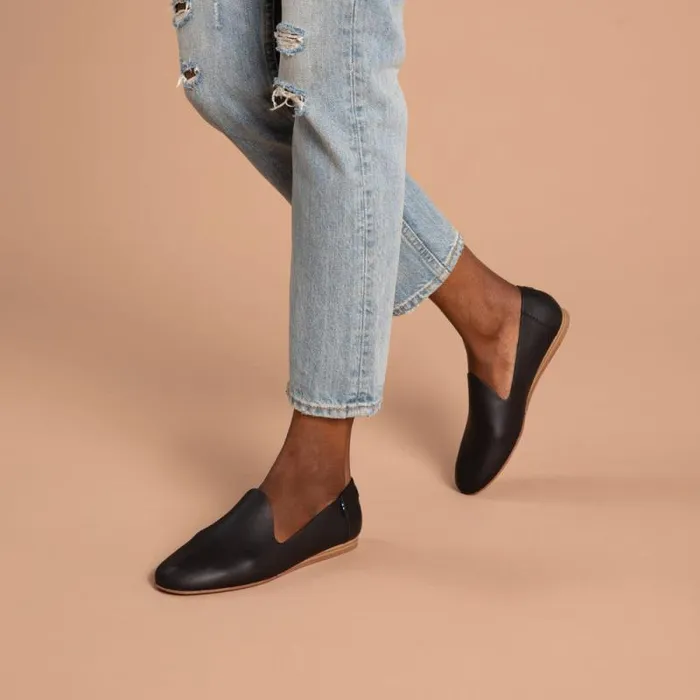 Toms Flats and Loafers Darcy Flat Black Leather 8211 Women Toms Flats and Loafers Darcy Flat Black Leather 8211 Women