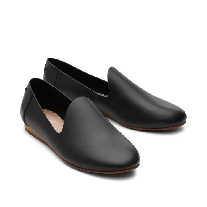 Toms Flats and Loafers Darcy Flat Black Leather 8211 Women Toms Flats and Loafers Darcy Flat Black Leather 8211 Women