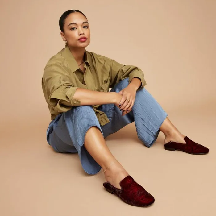 Toms Flats and Loafers Lara Flat Deep Burgundy Jewel Velvet 8211 Women Toms Flats and Loafers Lara Flat Deep Burgundy Jewel Velvet 8211 Women