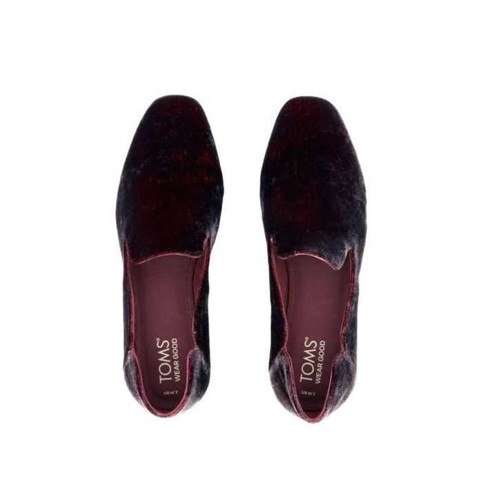 Toms Flats and Loafers Lara Flat Deep Burgundy Jewel Velvet 8211 Women Toms Flats and Loafers Lara Flat Deep Burgundy Jewel Velvet 8211 Women