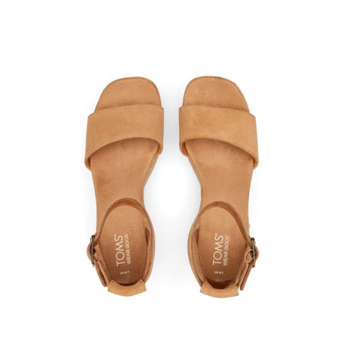 Toms Heels and Wedges Laila Platform Cork Sandal Suede Tan 8211 Women