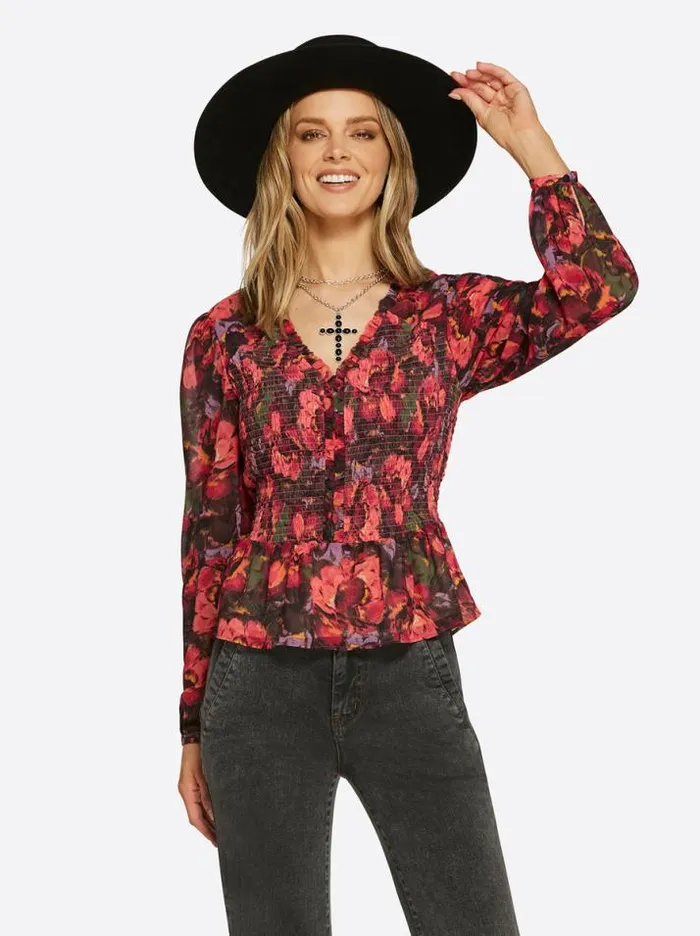Tops Clothing Jessica Simpson Averie Top In Posy Symphony