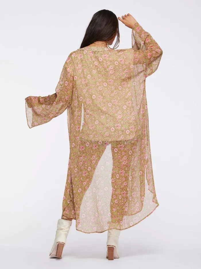 Tops Clothing Jessica Simpson Blaine Kimono In Boa Botanical Dots
