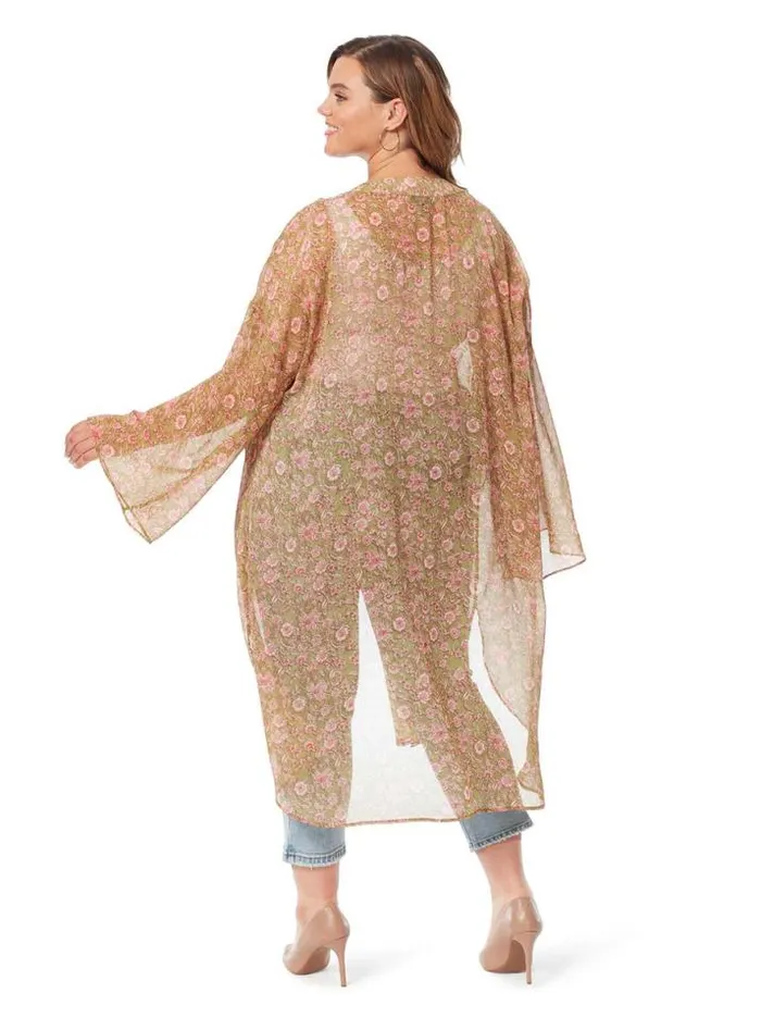 Tops Clothing Jessica Simpson Blaine Kimono In Boa Botanical Dots