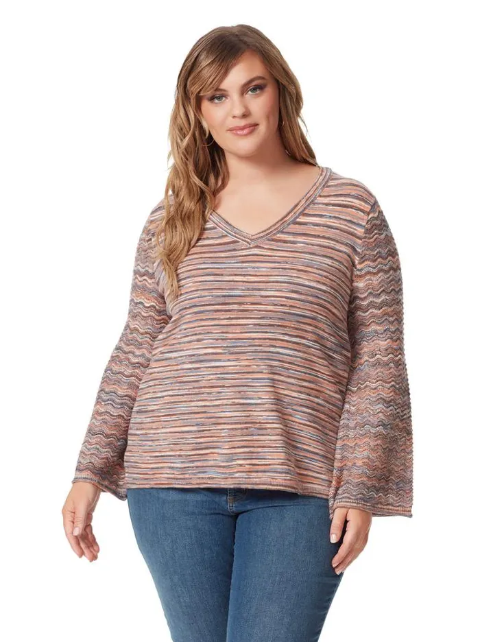 Tops Clothing Jessica Simpson Marietta Top In Mocha Mousse Multi Stripe