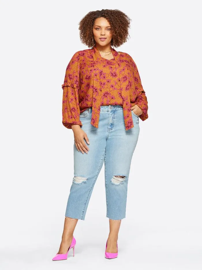 Tops Clothing Jessica Simpson Penelope Top In Botanical Pebbles