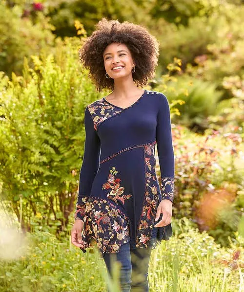 Tops Tunics and Blouses Apparel Autumn Vibes Jersey Tunic Navy Joebrowns