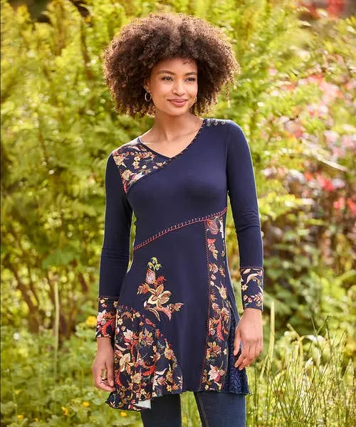 Tops Tunics and Blouses Apparel Autumn Vibes Jersey Tunic Navy Joebrowns