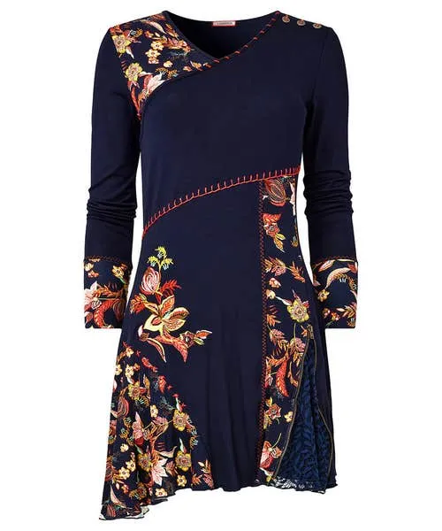 Tops Tunics and Blouses Apparel Autumn Vibes Jersey Tunic Navy Joebrowns