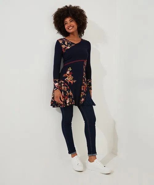 Tops Tunics and Blouses Apparel Autumn Vibes Jersey Tunic Navy Joebrowns