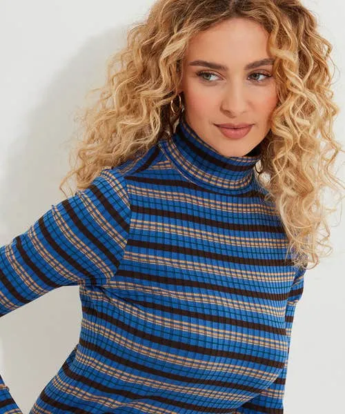 Tops Tunics and Blouses Apparel Darcie Striped Roll Neck Top Blue Joebrowns Tops Tunics and Blouses Apparel Darcie Striped Roll Neck Top Blue Joebrowns