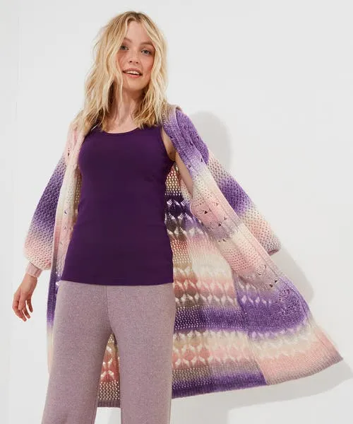Tops Tunics and Blouses Apparel Joebrowns Sloe Joes Ombre Cosy Longline Cardigan Multi