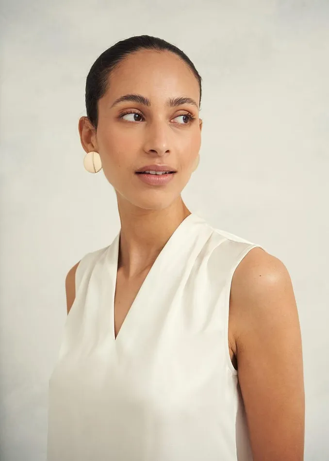 Tops Women HOBBS Nina Satin Blouse Ivory