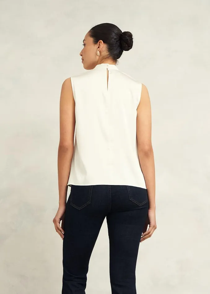 Tops Women HOBBS Nina Satin Blouse Ivory
