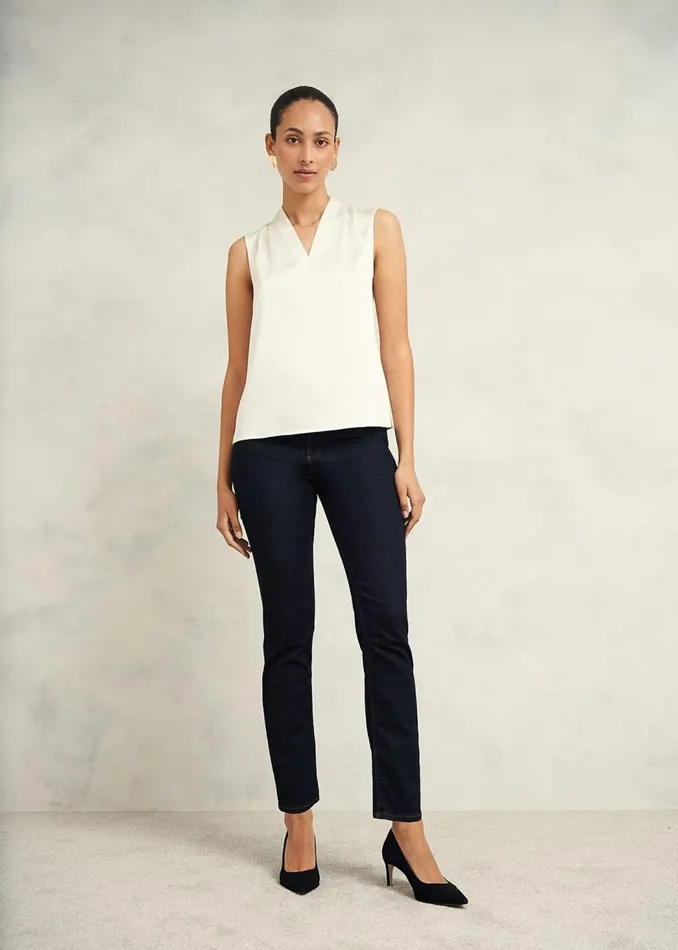 Tops Women HOBBS Nina Satin Blouse Ivory