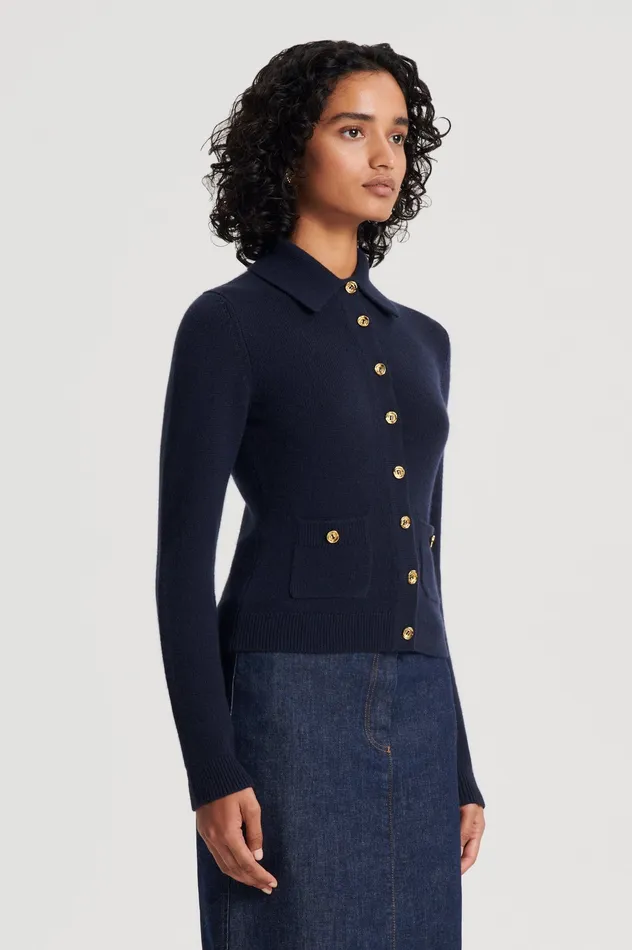 Tops Women Scanlan Theodore CASHMERE SHIRT NAVY Tops Women Scanlan Theodore CASHMERE SHIRT NAVY