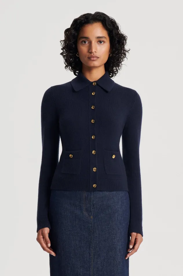 Tops Women Scanlan Theodore CASHMERE SHIRT NAVY Tops Women Scanlan Theodore CASHMERE SHIRT NAVY