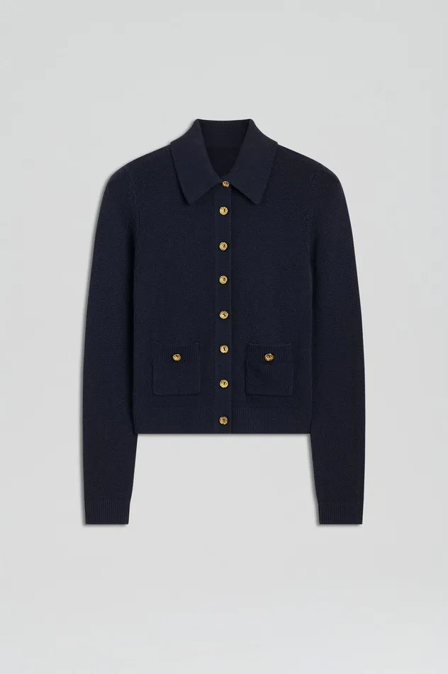 Tops Women Scanlan Theodore CASHMERE SHIRT NAVY Tops Women Scanlan Theodore CASHMERE SHIRT NAVY
