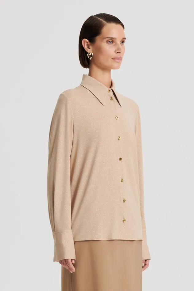 Tops Women TINSEL SHIRT CHAMPAGNE Scanlan Theodore Tops Women TINSEL SHIRT CHAMPAGNE Scanlan Theodore