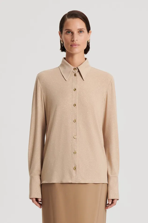 Tops Women TINSEL SHIRT CHAMPAGNE Scanlan Theodore Tops Women TINSEL SHIRT CHAMPAGNE Scanlan Theodore