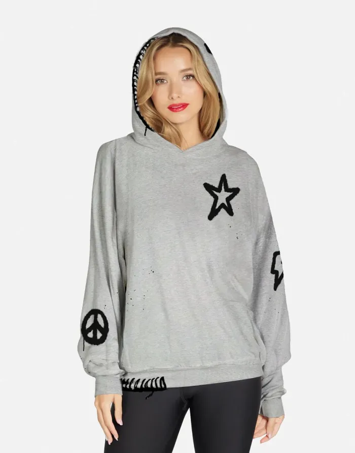 Trina Airbrush Elements Heather Grey Women039s Lauren Moshi Hoodies