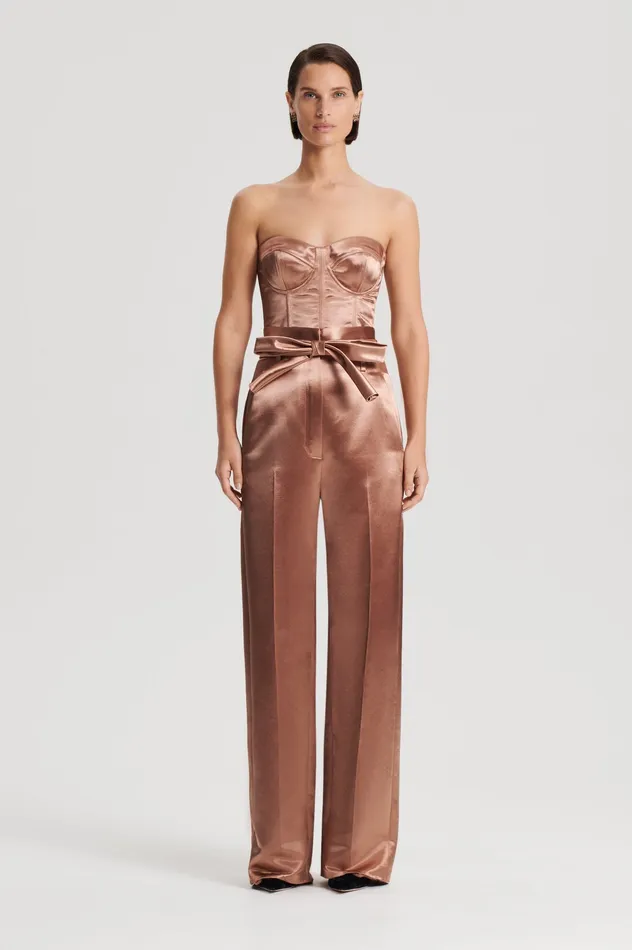Trousers Scanlan Theodore Women FRENCH SATIN TROUSER CINNAMON