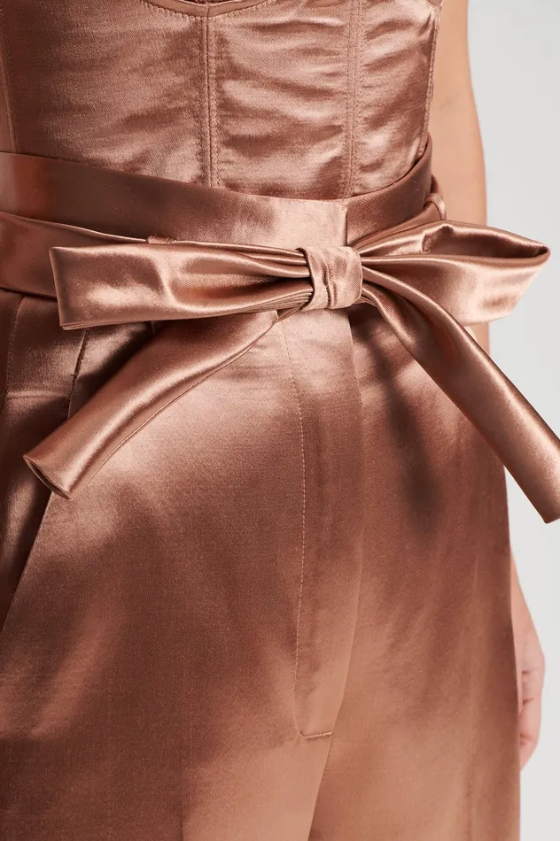 Trousers Scanlan Theodore Women FRENCH SATIN TROUSER CINNAMON Trousers Scanlan Theodore Women FRENCH SATIN TROUSER CINNAMON