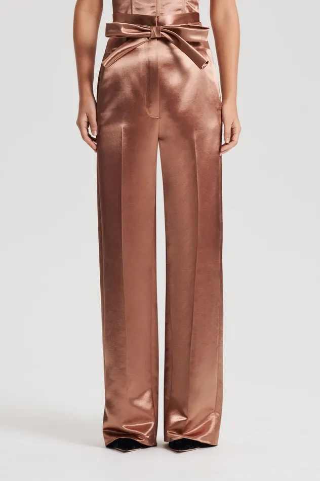 Trousers Scanlan Theodore Women FRENCH SATIN TROUSER CINNAMON Trousers Scanlan Theodore Women FRENCH SATIN TROUSER CINNAMON