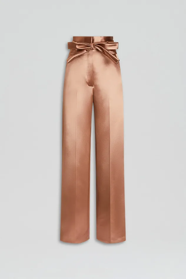 Trousers Scanlan Theodore Women FRENCH SATIN TROUSER CINNAMON Trousers Scanlan Theodore Women FRENCH SATIN TROUSER CINNAMON