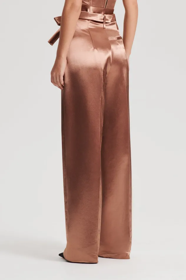 Trousers Scanlan Theodore Women FRENCH SATIN TROUSER CINNAMON Trousers Scanlan Theodore Women FRENCH SATIN TROUSER CINNAMON