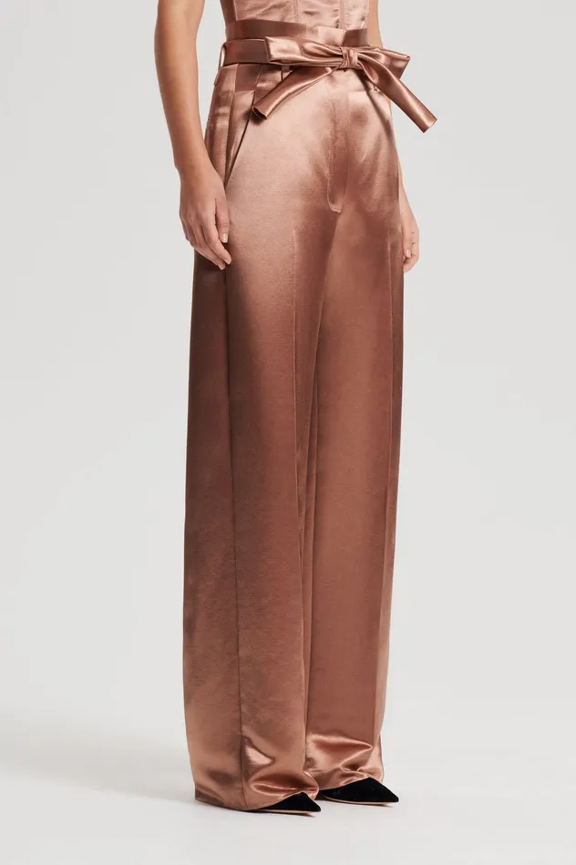Trousers Scanlan Theodore Women FRENCH SATIN TROUSER CINNAMON Trousers Scanlan Theodore Women FRENCH SATIN TROUSER CINNAMON