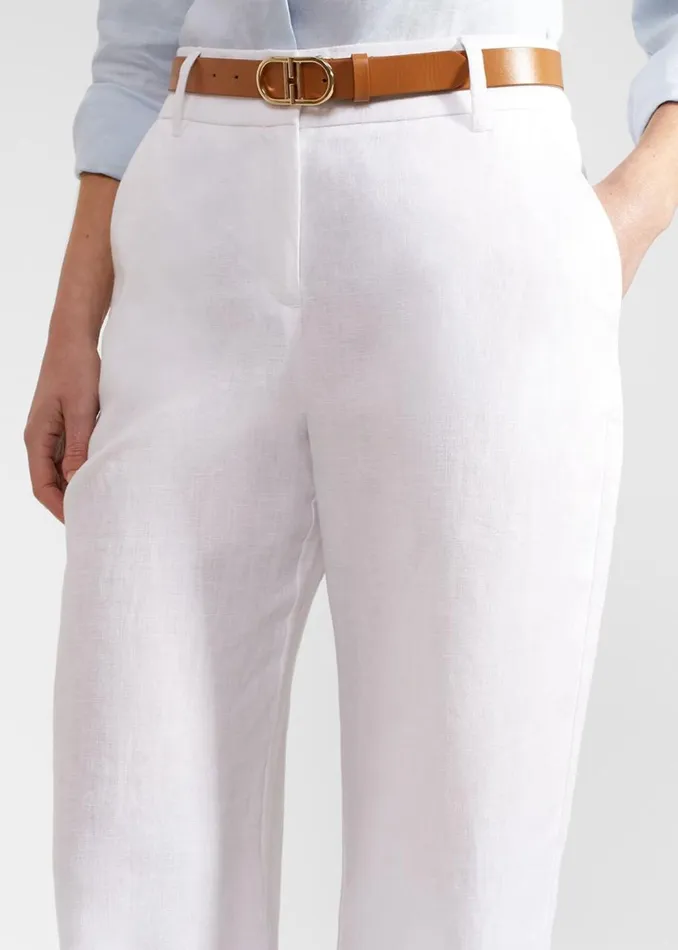 Trousers Women HOBBS Lynn Linen Trousers White