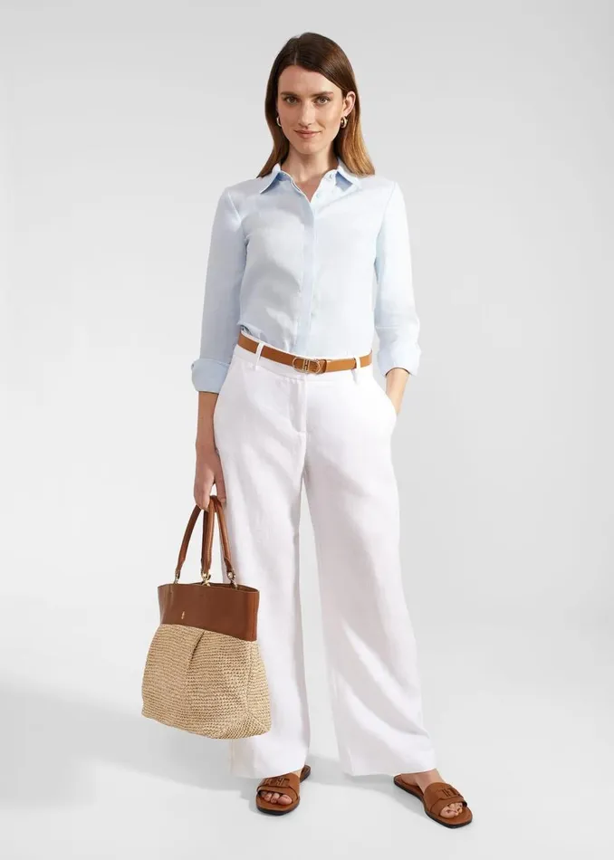 Trousers Women HOBBS Lynn Linen Trousers White
