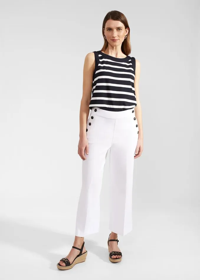 Trousers Women HOBBS Petite Simone Crop Trousers With Cotton White
