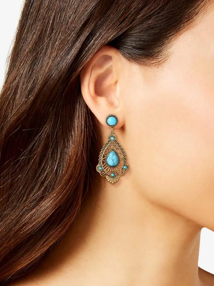 Turquoise Collection Accessories Jessica Simpson Turquoise Stone Filigree Earrings