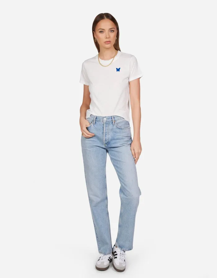 Ursula Butterfly Happyface Milk Women039s Lauren Moshi Short Sleeve