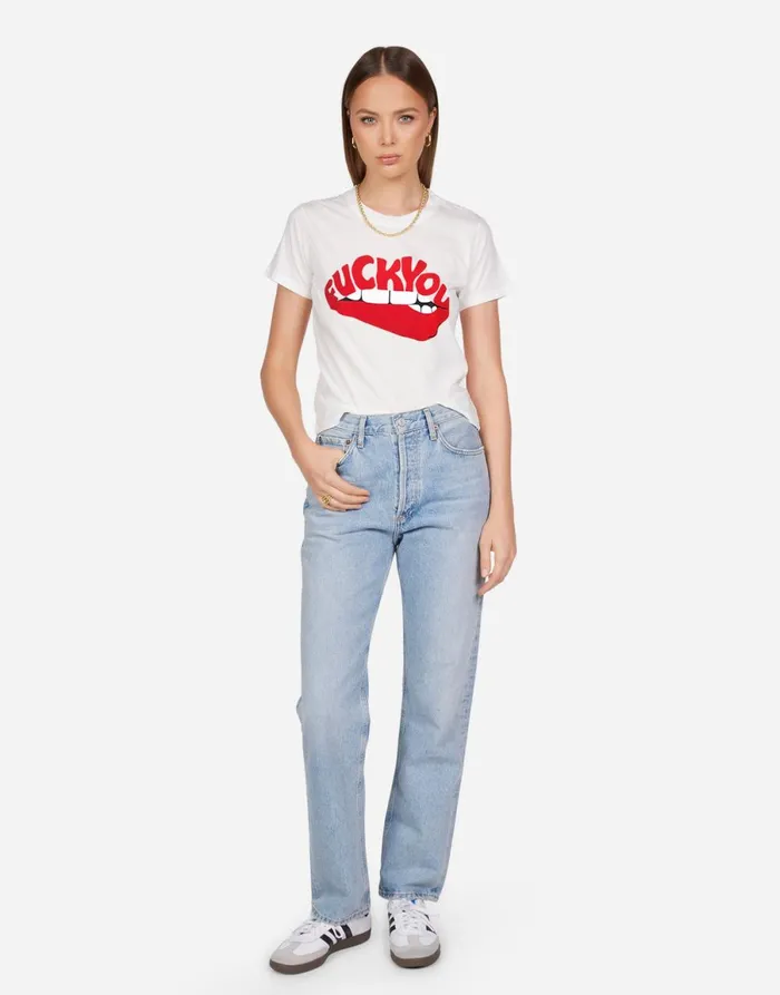 Ursula F You Biting Lip Milk Women039s Lauren Moshi Short Sleeve