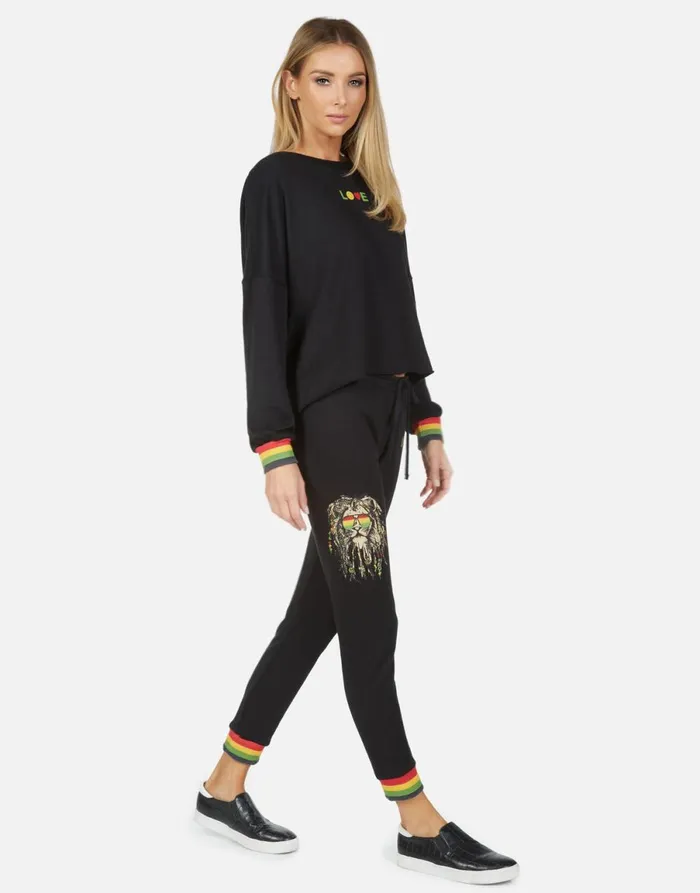 Valencia Rasta Lion Black Women039s Lauren Moshi Long Sweatpants