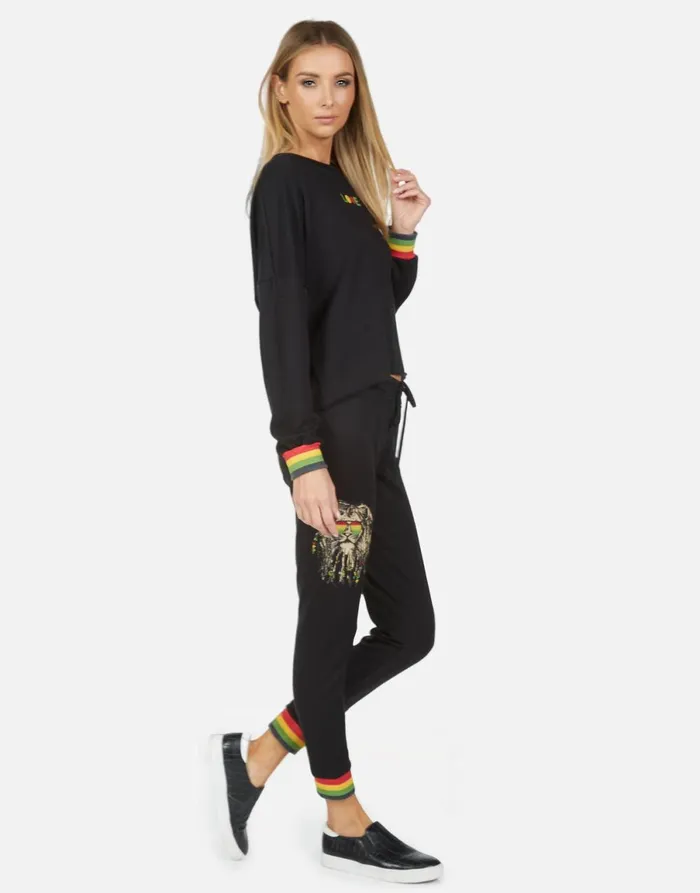 Valencia Rasta Lion Black Women039s Lauren Moshi Long Sweatpants