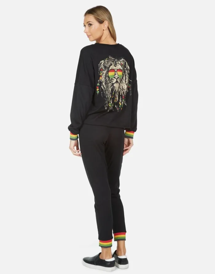 Valencia Rasta Lion Black Women039s Lauren Moshi Long Sweatpants