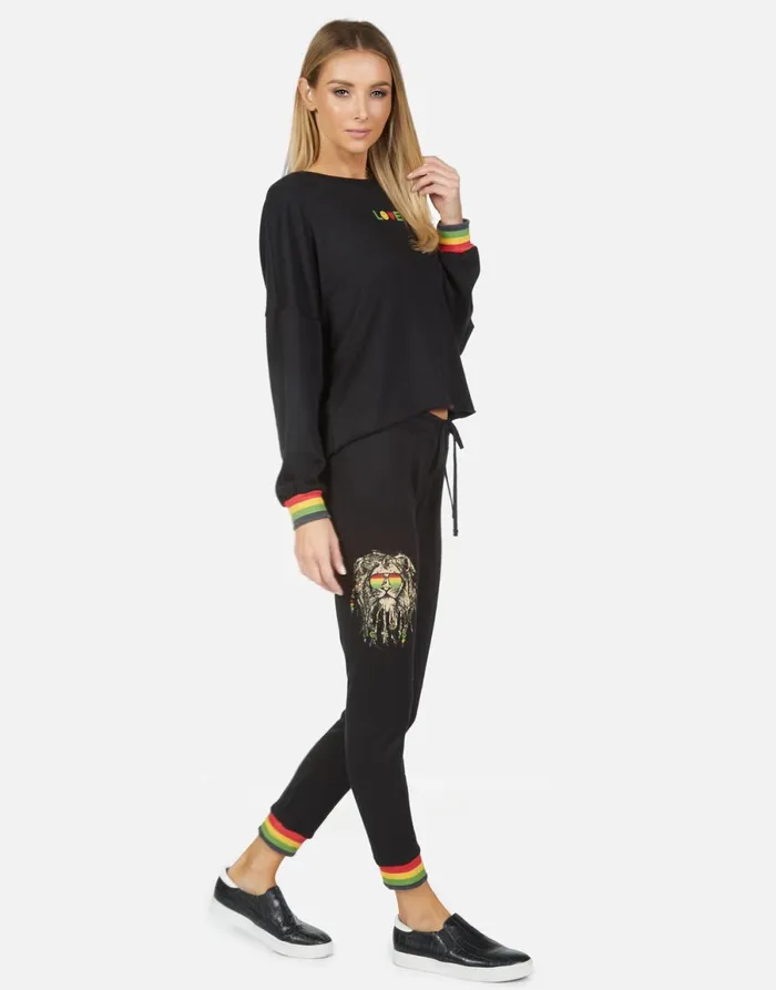 Valencia Rasta Lion Black Women039s Lauren Moshi Long Sweatpants