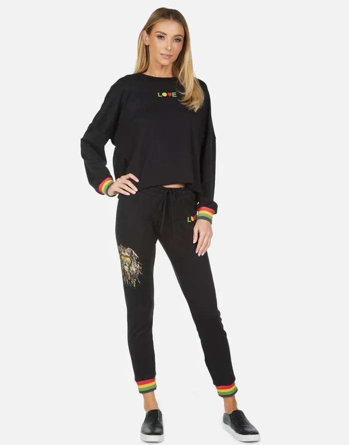 Valencia Rasta Lion Black Women039s Lauren Moshi Long Sweatpants
