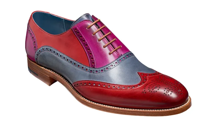 Valiant Multi 8211 Red Grey Purple Hand Painted Men Barker Shoes Mens Oxfords